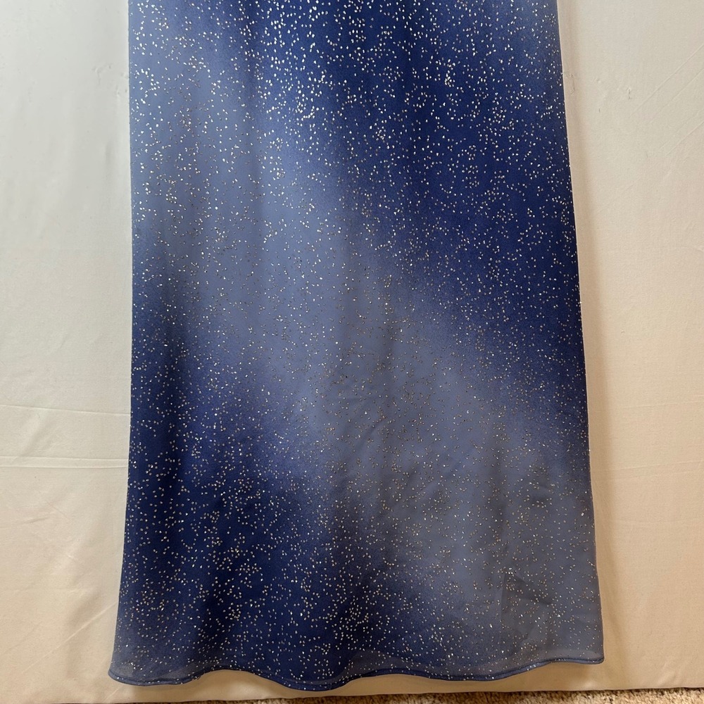 Vintage Cache Blue Ombre Glitter Maxi Dress Cowl Neck  Formal Gown Sz 2 - Picture 10 of 12